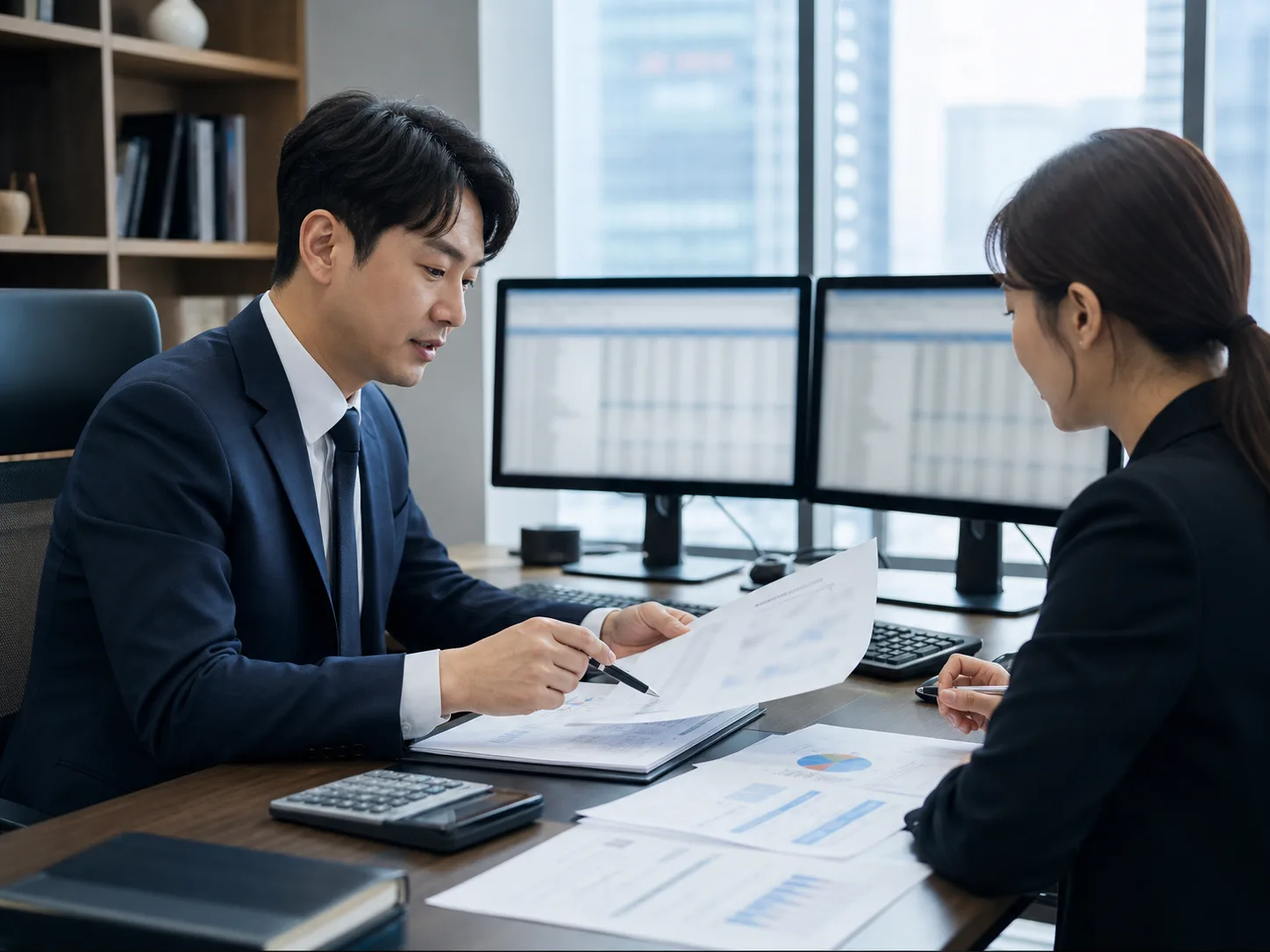 재무 / 세무 컨설팅을 상징하는 한국 비즈니스 현장